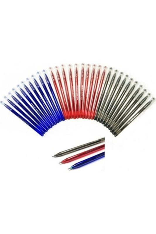 30 Adetlik Büro Tükenmez Kalem Seti - Mavi, Kırmızı, Siyah Renkler, 1.00 mm Uç Kalınlığı, Kar