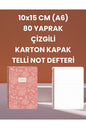 10x15 CM (A6) 80 YAPRAK ÇİZGİLİ KARTON KAPAK TELLİ NOT DEFTERİ