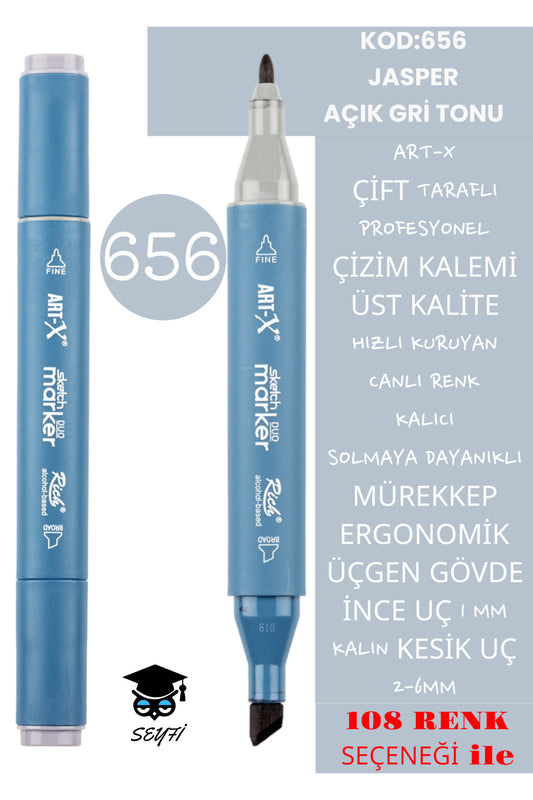 ÇİFT TARAFLI PROFESYONEL ÇİZİM KALEMİ KALICI MÜREKKEP ÜÇGEN GÖVDE İNCE UÇ 1 MM KESİK UÇ 2-6MM SKETCH