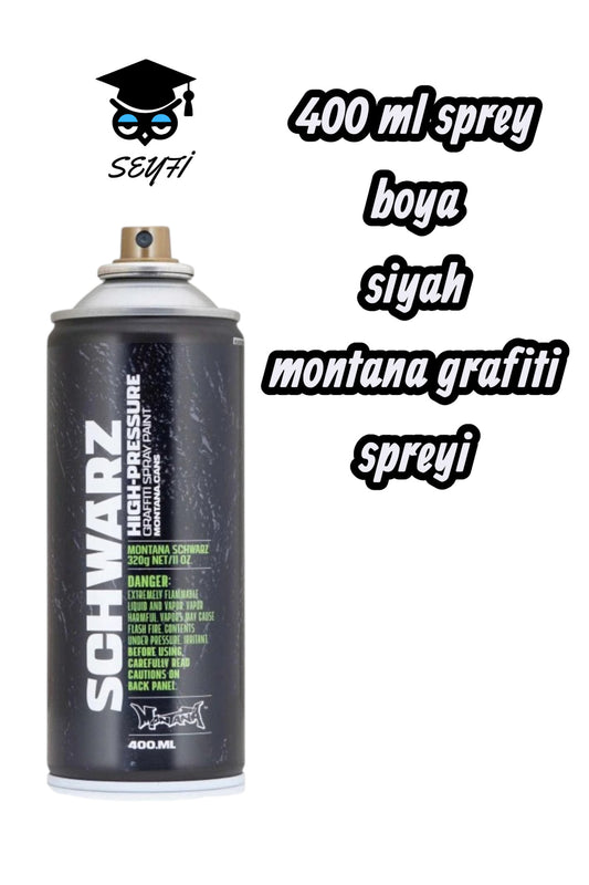 400 ml sprey boya siyah montana grafiti spreyi