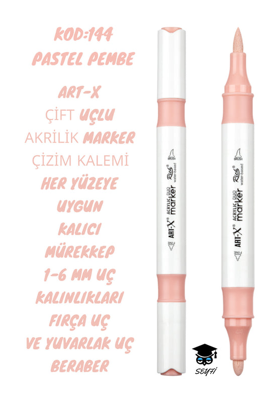 ART-X ÇİFT UÇLU AKRİLİK MARKER ÇİZİM KALEMİ HER YÜZEYE UYGUN KALICI MÜREKKEP 1-6 MM UÇ KALINLIKLARI