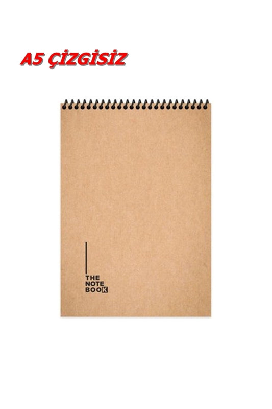 The Notebook A5 14x20 Cm Çizgisiz 80 Yaprak Krem Rengi Sayfalı Telli Defter Bloknot Üstten Açılır