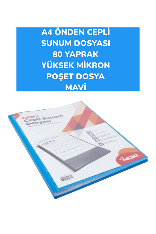 A4 ÖNDEN CEPLİ SUNUM DOSYASI 80 YAPRAK YÜKSEK MİKRON POŞET DOSYA NOKİ
