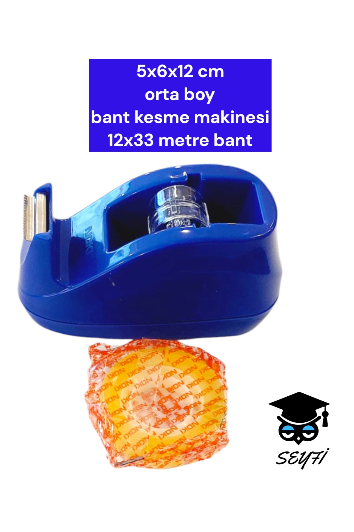 5x6x12 cm orta boy bant kesme makinesi 12x33 metre bant mavi