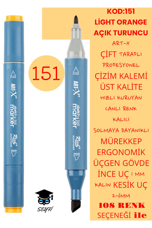 ÇİFT TARAFLI PROFESYONEL ÇİZİM KALEMİ KALICI MÜREKKEP ÜÇGEN GÖVDE İNCE UÇ 1 MM KESİK UÇ 2-6MM SKETCH