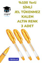 %100 Yerli SİMLİ JEL TÜKENMEZ KALEM ALTIN RENK 3 ADET PENSAN