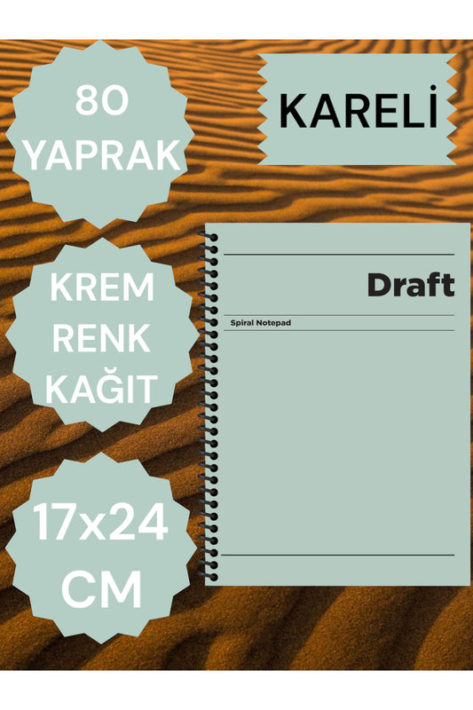 KARELİ 17X24 CM SERT KAPAK NOT DEFTERİ KREM RENK KAĞIT 80 YAPRAK