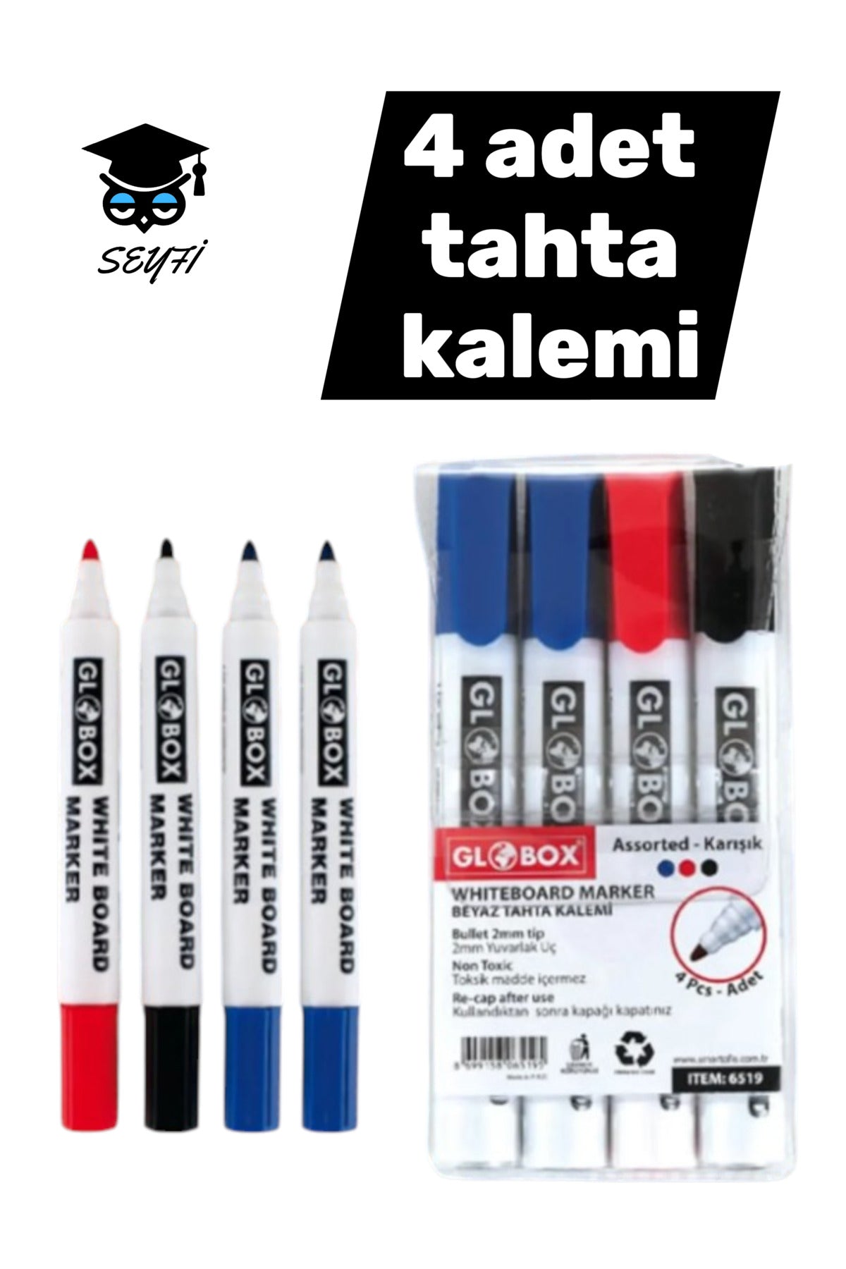 4 adet tahta kalemi 2 mavi 1 siyah 1 kırmızı