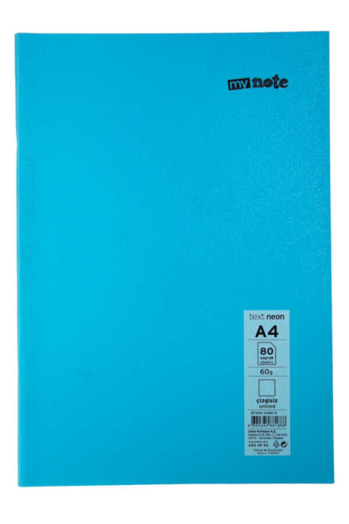 Text Neon A4 80 Yaprak Çizgisiz Plastik Kapak Defter