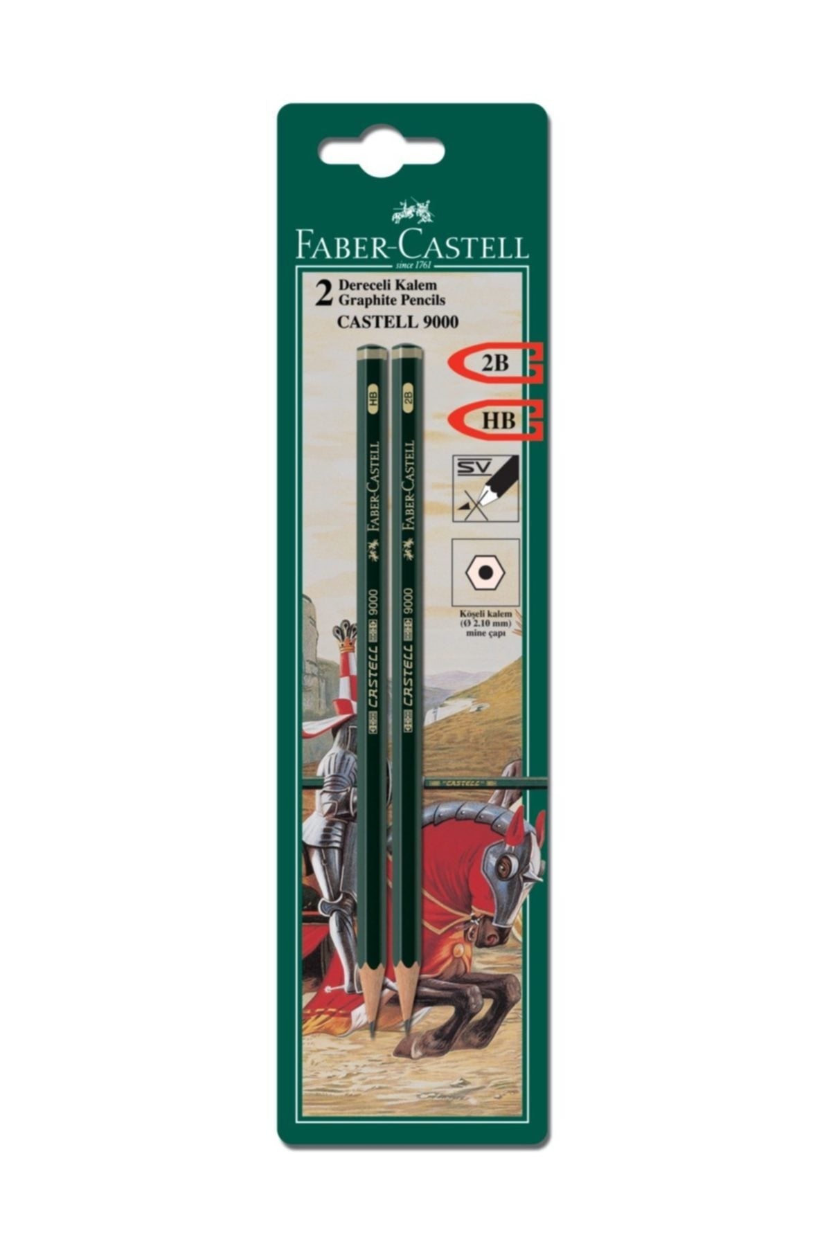 Bls. Castell 9000 Dereceli Kurşunkalem 2b-hb, 2'li