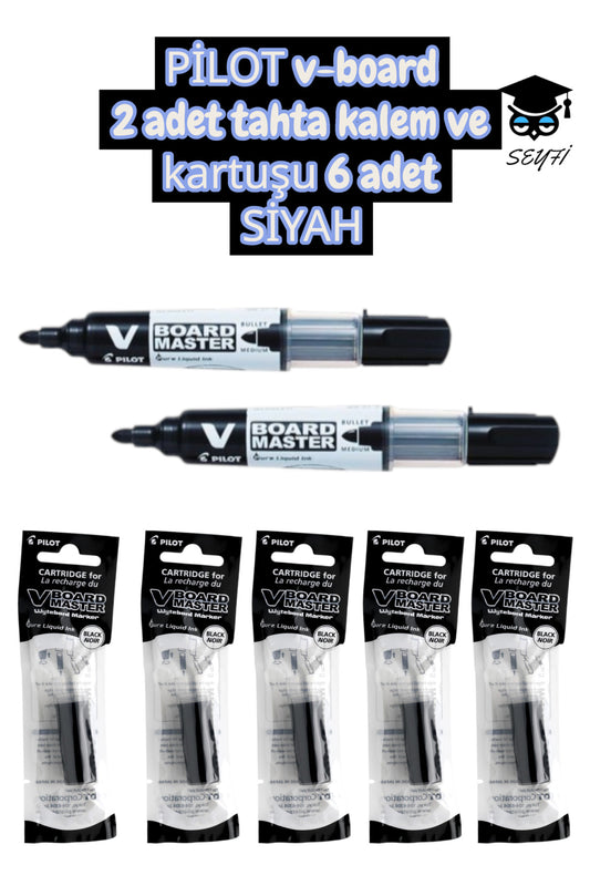 PİLOT v-board 2 adet tahta kalem ve kartuşu 6 adet