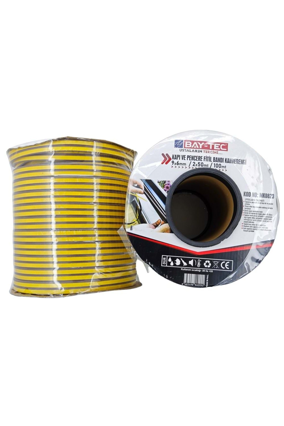 9x6 mm 50 metre çift şerit 100 metre tek şerit kapı pencere fitili