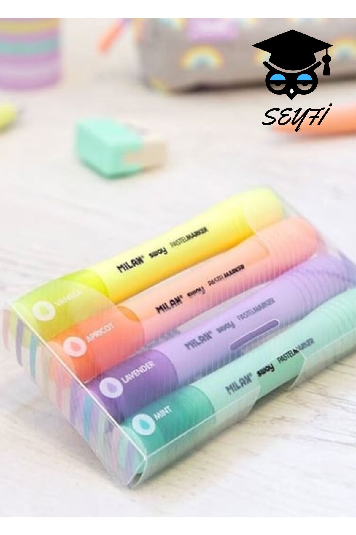 FOSFORLU KALEM 4 RENK PASTEL RENKLER MİLAN KALİTESİ MADE İN SPAİN