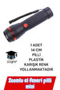 1 ADET 14 CM PİLLİ PLASTİK EL FENERİ KARIŞIK RENK YOLLANMAKTADIR
