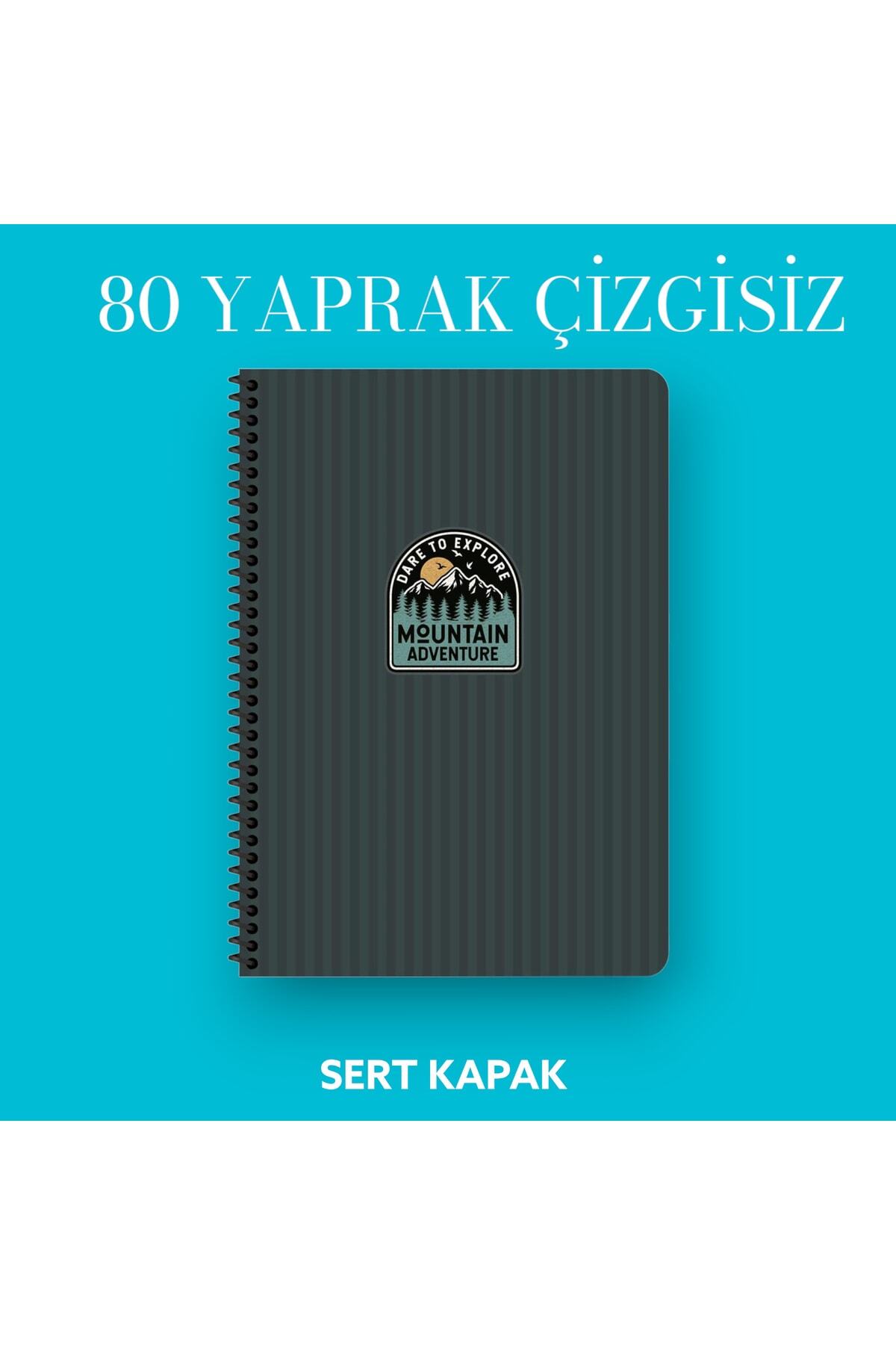 17x24 Cm Çizgisiz 80 Yaprak Outdoor Sert Kapak Telli Defter 70 Gr Ivory Kağıt