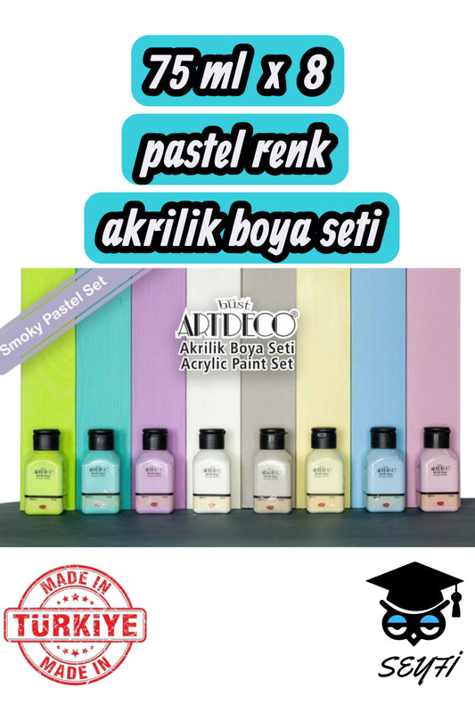 Akrilik Boya 8x75ml Pastel Smoky Renkler Set