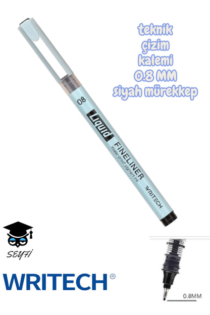 teknik çizim kalemi siyah mürekkep drawing pencil metal klips çelik uç