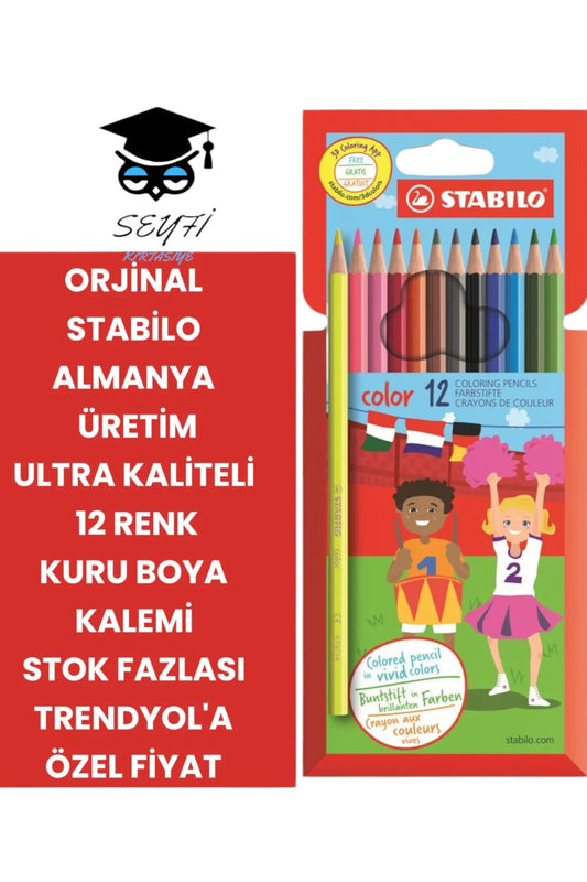 12 RENK KURU BOYA KALEMİ STABİLO ALMANYA ÜRETİM ULTRA KALİTELİ STOK FAZLASI TRENDYOL'A ÖZEL FİYAT