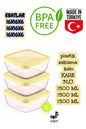 plastik saklama kabı KARE 3'LÜ 1500 ML 1500 ML 1500 ML SARI