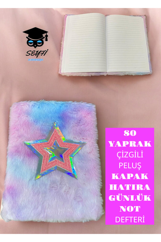 A5 (14X20 CM) EBAT 80 YAPRAK ÇİZGİLİ PELUŞ KAPAK HATIRA GÜNLÜK NOT DEFTERİ