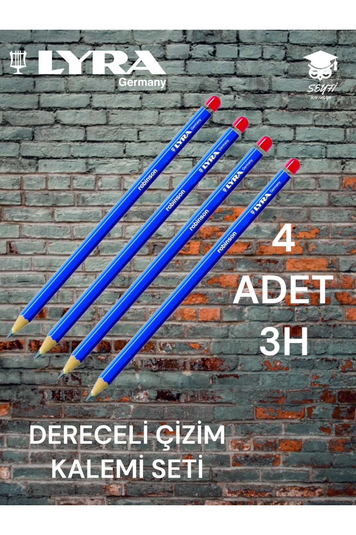 DERECELİ ÇİZİM KALEMİ SETİ 4 ADET KURŞUN ÇİZİM KALEMİ LYRA ROBİNSON ALMANYA ÜRETİM