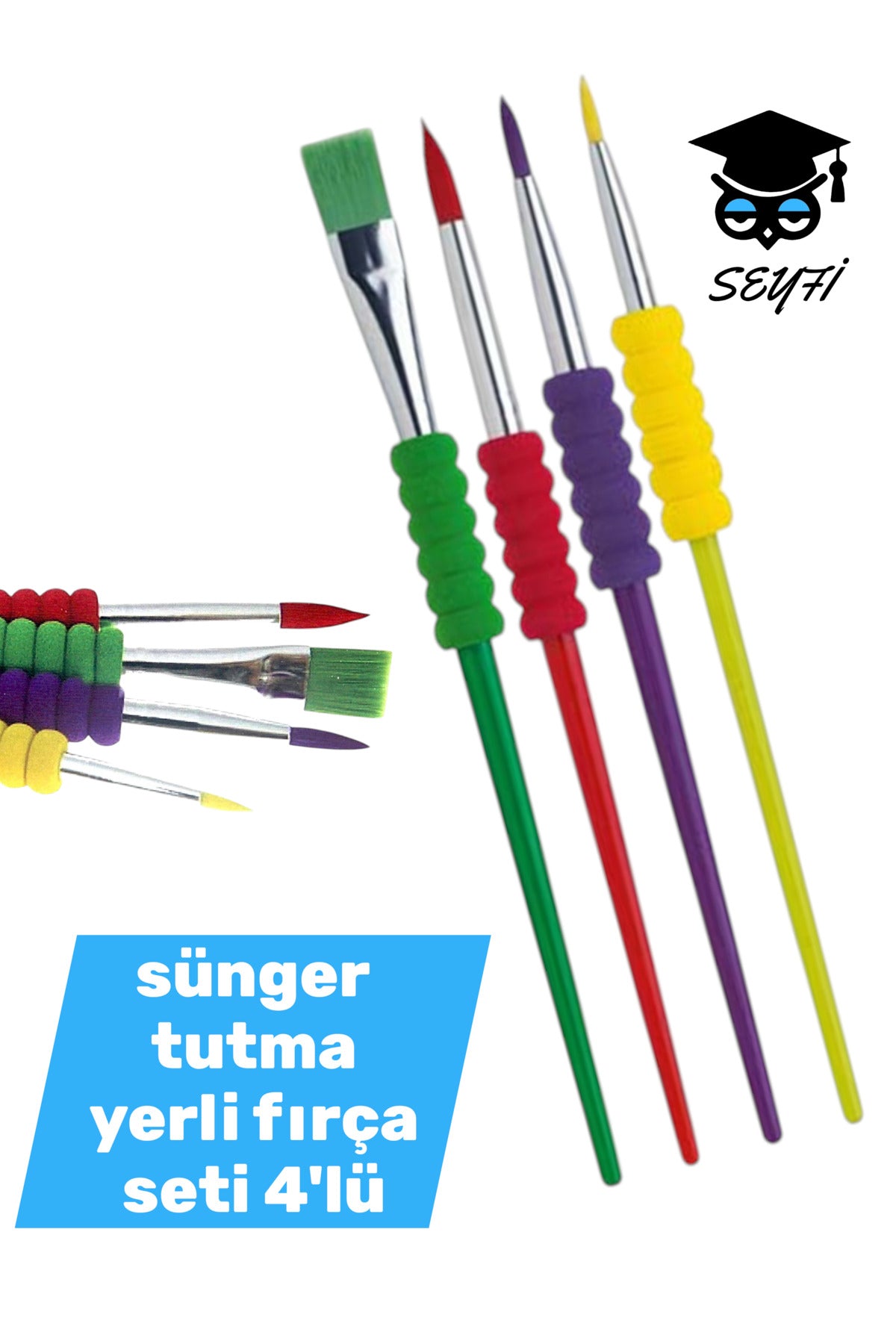 sünger tutma yerli fırça seti 4'lü