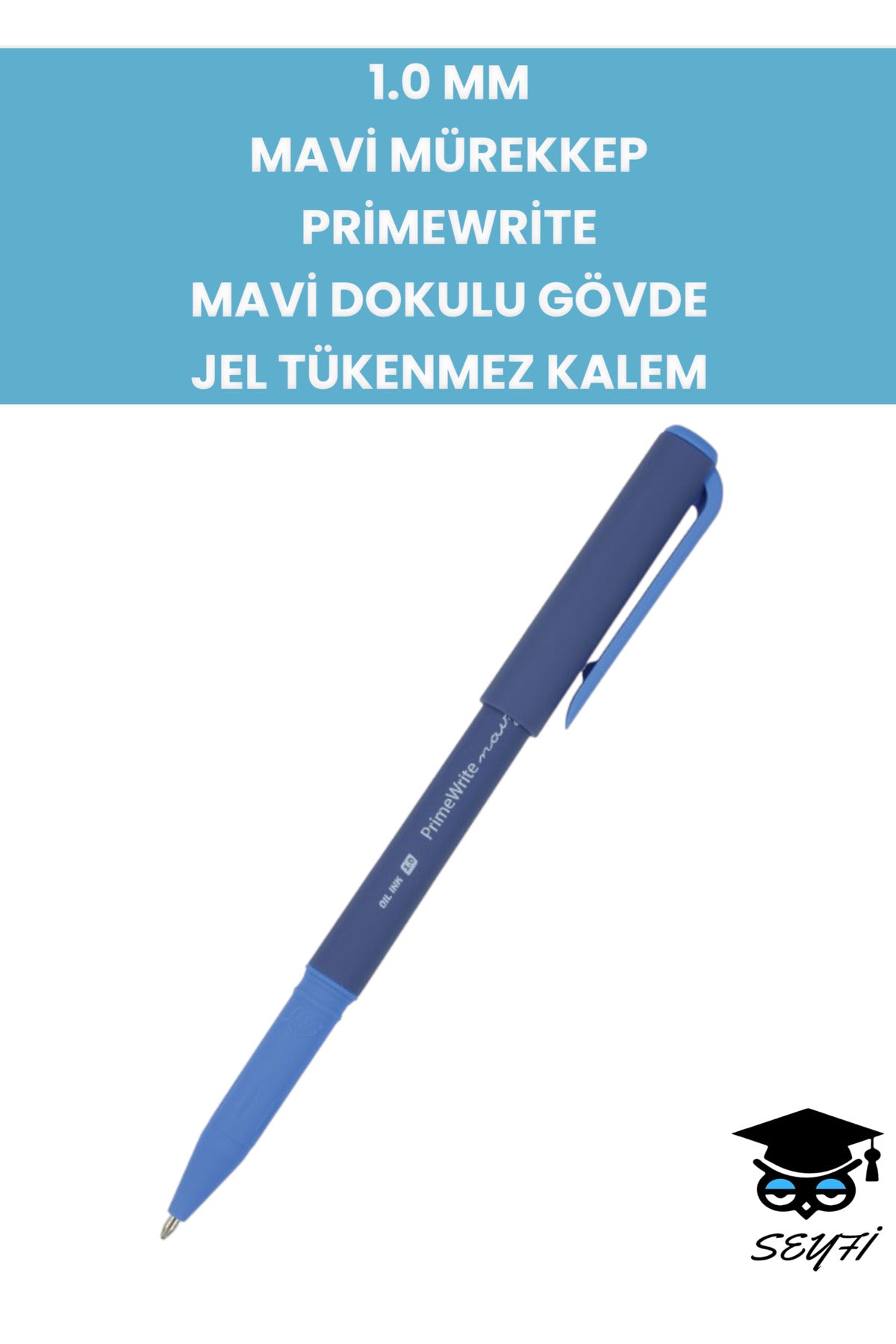 1.0 MM MAVİ MÜREKKEP PRİMEWRİTE MAVİ DOKULU GÖVDE JEL TÜKENMEZ KALEM