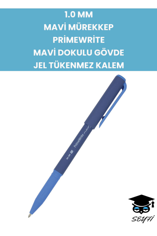 1.0 MM MAVİ MÜREKKEP PRİMEWRİTE MAVİ DOKULU GÖVDE JEL TÜKENMEZ KALEM