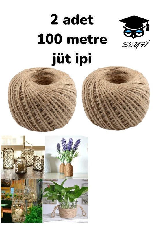 2 adet kırnap ip çok amaçlı 100 metre jüt keten kendir ipi.Ambalaj,paketleme,davetiye,süsleme ipi