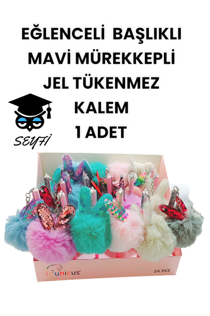 EĞLENCELİ BAŞLIKLI İNCE UÇLU JEL TÜKENMEZ KALEM MAVİ MÜREKKEP