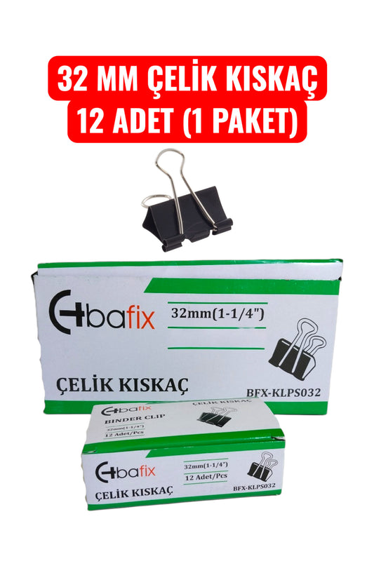 32 MM ÇELİK KISKAÇ 12 ADET (1 PAKET)