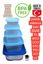 plastik saklama kabı KARE 5'li 1800 1100 630 330 210 ml