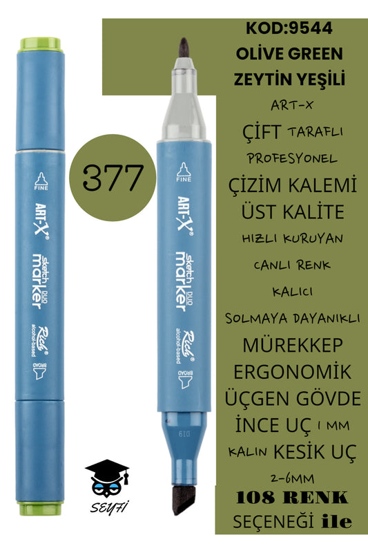 ÇİFT TARAFLI PROFESYONEL ÇİZİM KALEMİ KALICI MÜREKKEP ÜÇGEN GÖVDE İNCE UÇ 1 MM KESİK UÇ 2-6MM SKETCH