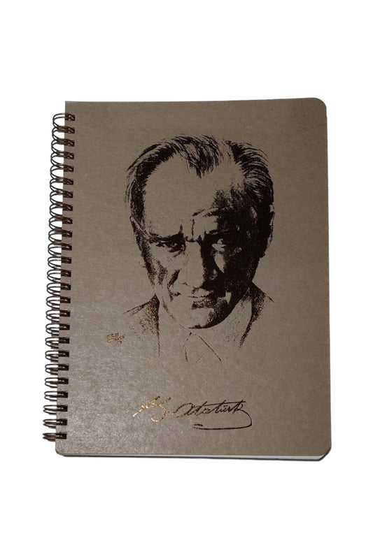16,5x22,5 Cm 100 Yaprak Kareli Telli Atatürk Sert Karton Kapak Defter 70 Gr Krem Renk Kağıt