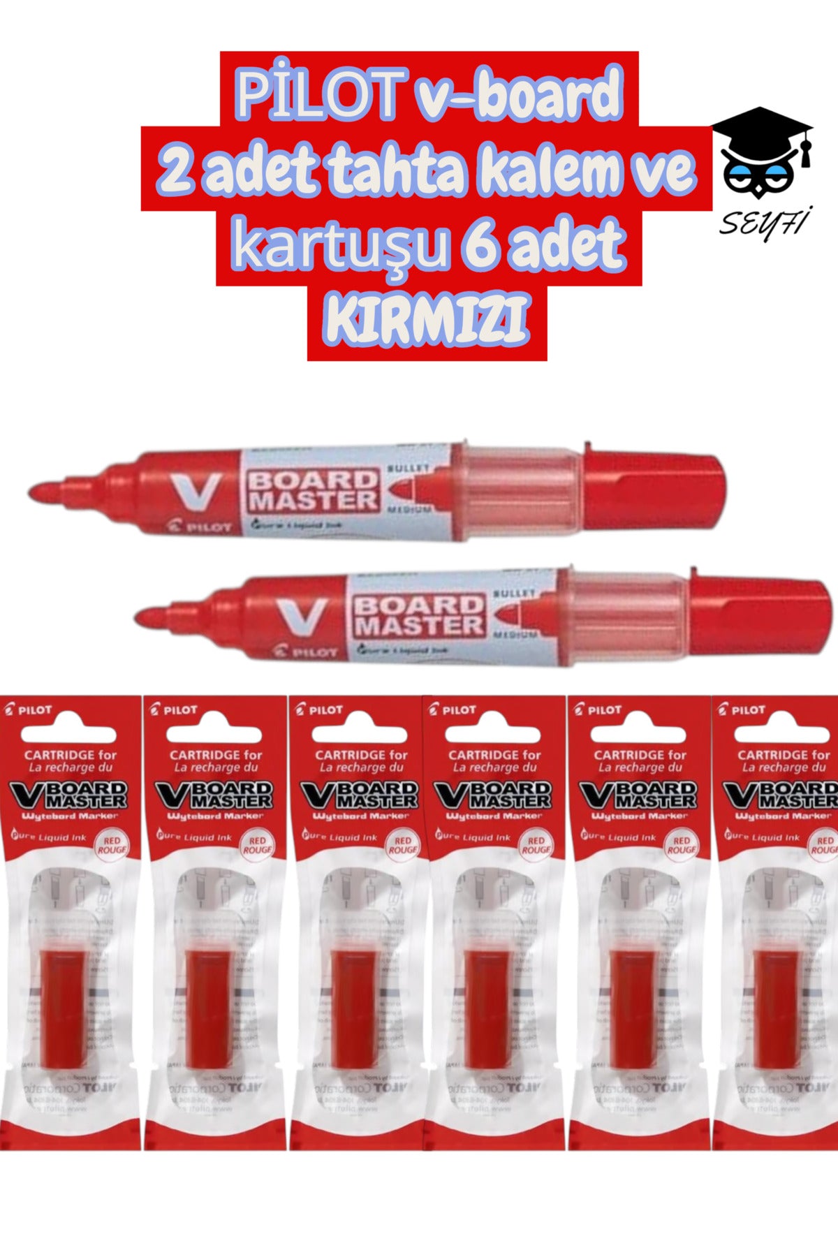 PİLOT v-board 2 adet tahta kalem ve kartuşu 6 adet