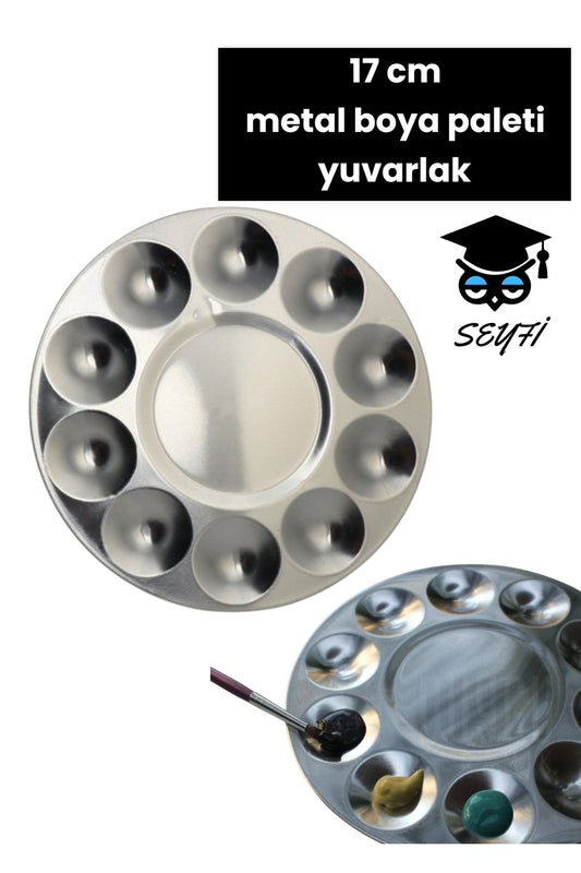 Metal Boya Paleti yuvarlak 17 cm 10 Gözlü