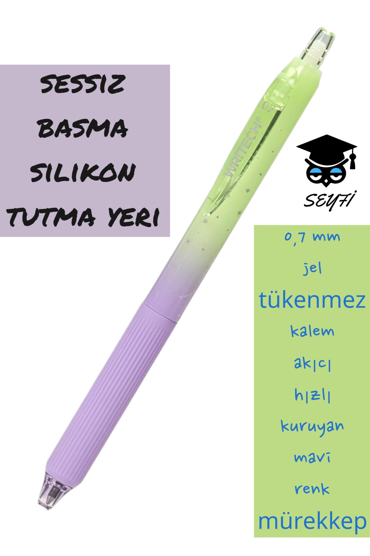 0,7 mm jel tükenmez kalem akıcı hızlı kuruyan mavi renk mürekkep WRİTECH amerikan marka Sessiz kalem