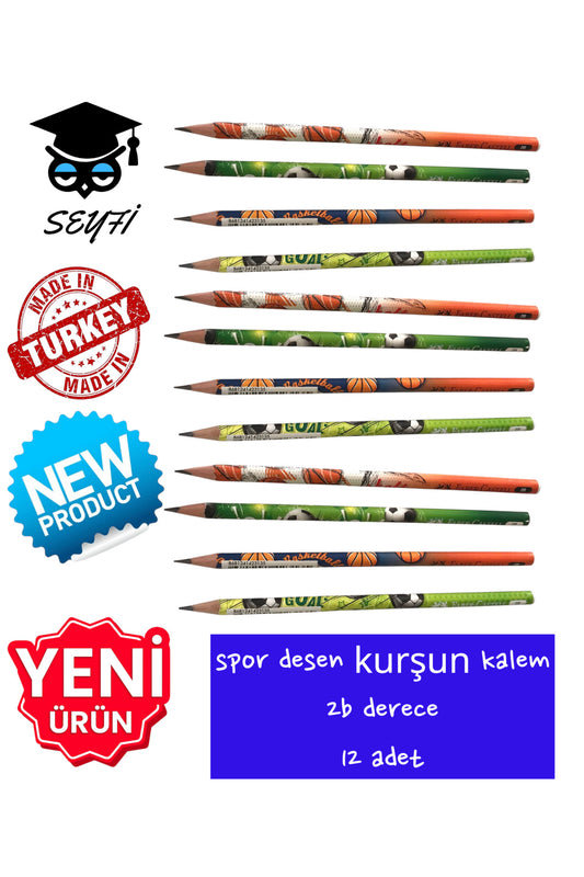 spor desen kurşun kalem 2b derece 12 adet