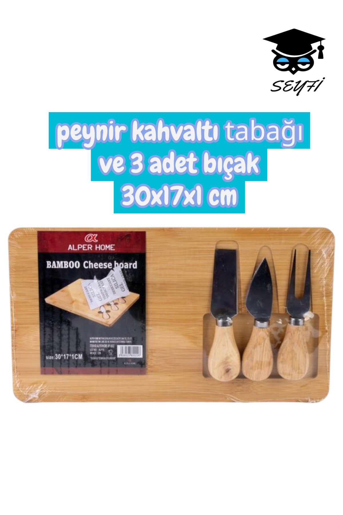 peynir kahvaltı tabağı ve 3 adet bıçak 30x17x1 cm