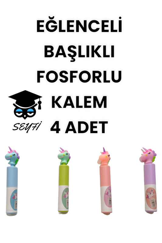 EĞLENCELİ BAŞLIKLI FOSFORLU KALEM SETİ 4 ADET
