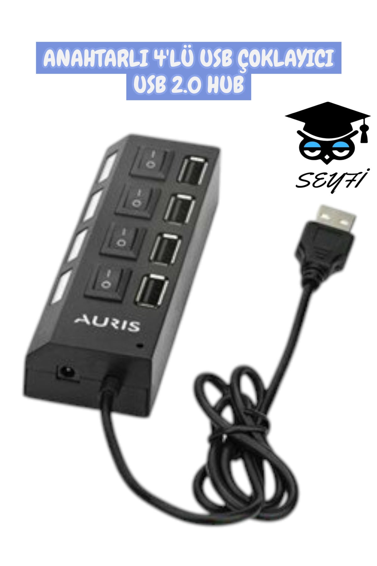 ANAHTARLI 4'LÜ USB ÇOKLAYICI USB 2.0 HUB