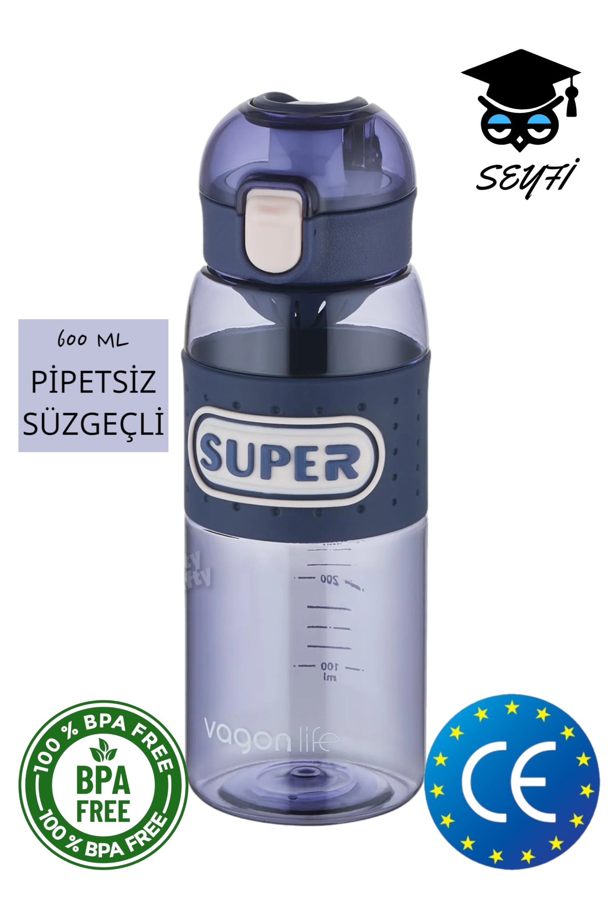 600 ML pipetsiz süzgeçli policarbon bpa içermez matara suluk tutma askılı vagonlife 2024