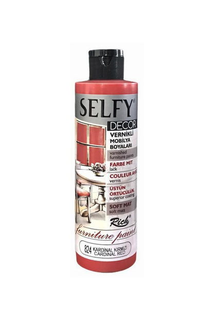 Rich Selfy Decor Vernikli Boya 240cc - Kardinal Kırmızı 824