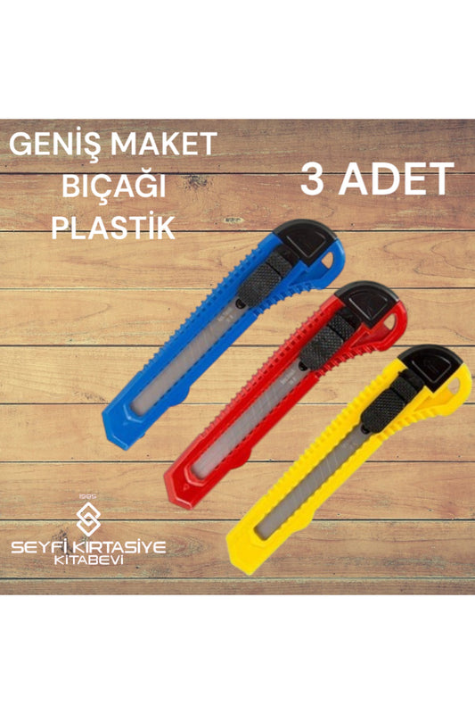 MAKET BIÇAĞI GENİŞ PLASTİK 3 ADET KARMA RENK YOLLANMAKTADIR