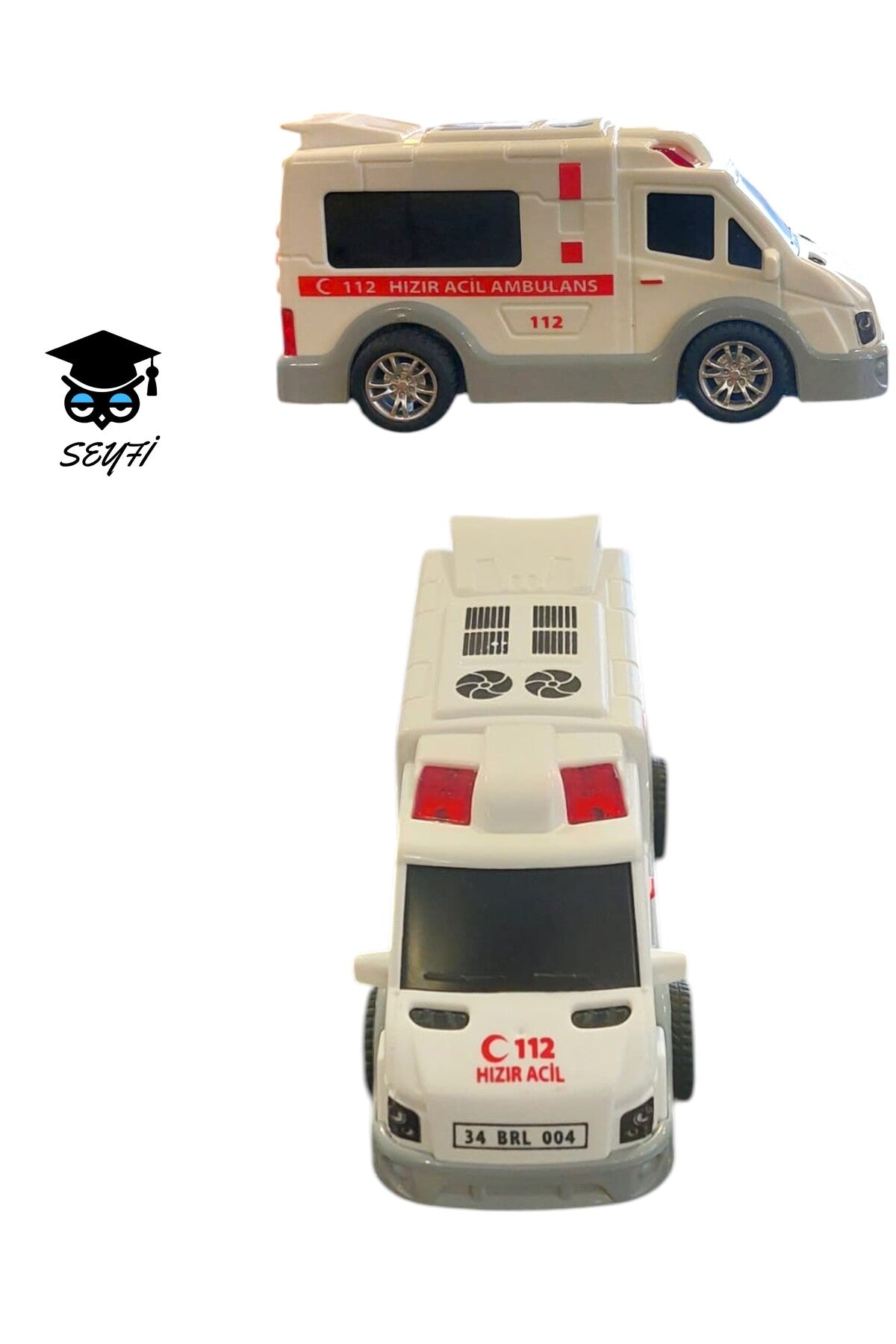 PLASTİK SÜRTMELİ AMBULANS OYUNCAK 11 CM
