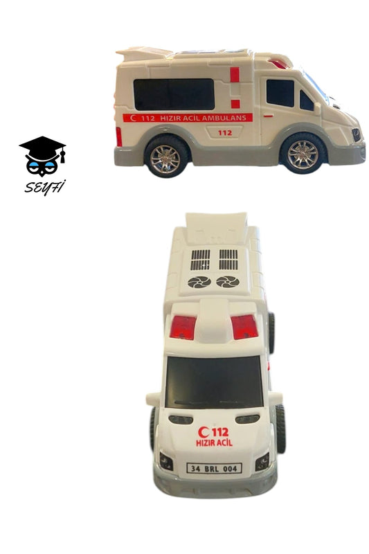PLASTİK SÜRTMELİ AMBULANS OYUNCAK 11 CM