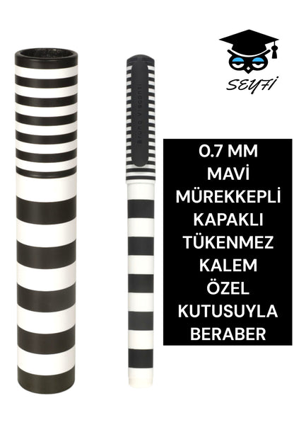 0.7 MM MAVİ MÜREKKEPLİ KAPAKLI TÜKENMEZ KALEM ÖZEL KUTUSUYLA BERABER