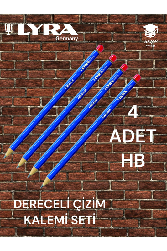 DERECELİ ÇİZİM KALEMİ SETİ 4 ADET KURŞUN ÇİZİM KALEMİ LYRA ROBİNSON ALMANYA ÜRETİM