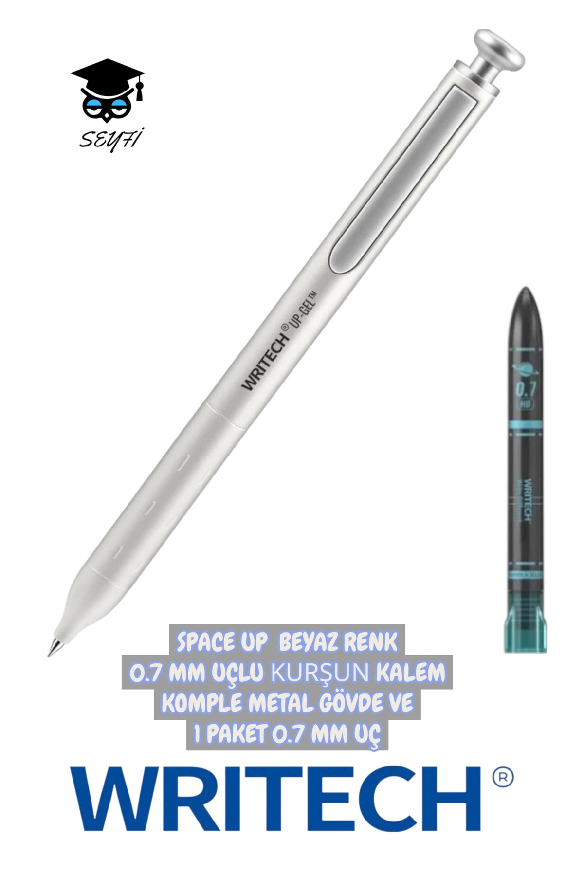 SPACE UP 0.7 MM UÇLU KURŞUN KALEM KOMPLE METAL GÖVDE VE 1 PAKET 0.7 MM UÇ WRİTECH