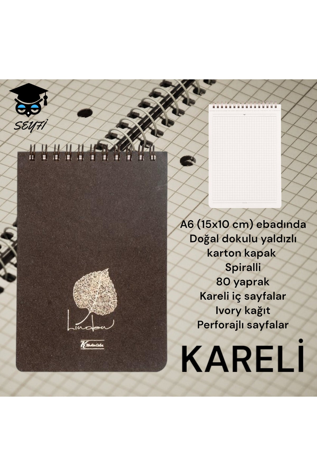 A6 (10X15 cm) KARELİ 80 YAPRAK ÜSTTEN TELLİ DEFTER KARTON KAPAK KREM RENK KAĞIT 1. HAMUR NOT DEFTERİ
